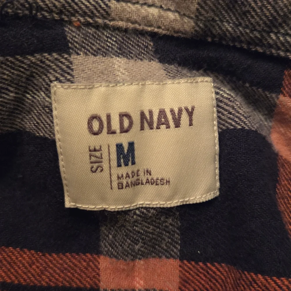 Old Navy Casual Plaid Shirt - Navy and Orange - Picture 9 of 10